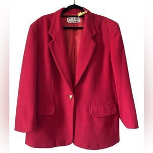 CHAUS Classic Vintage Wool Red Blazer Size 14